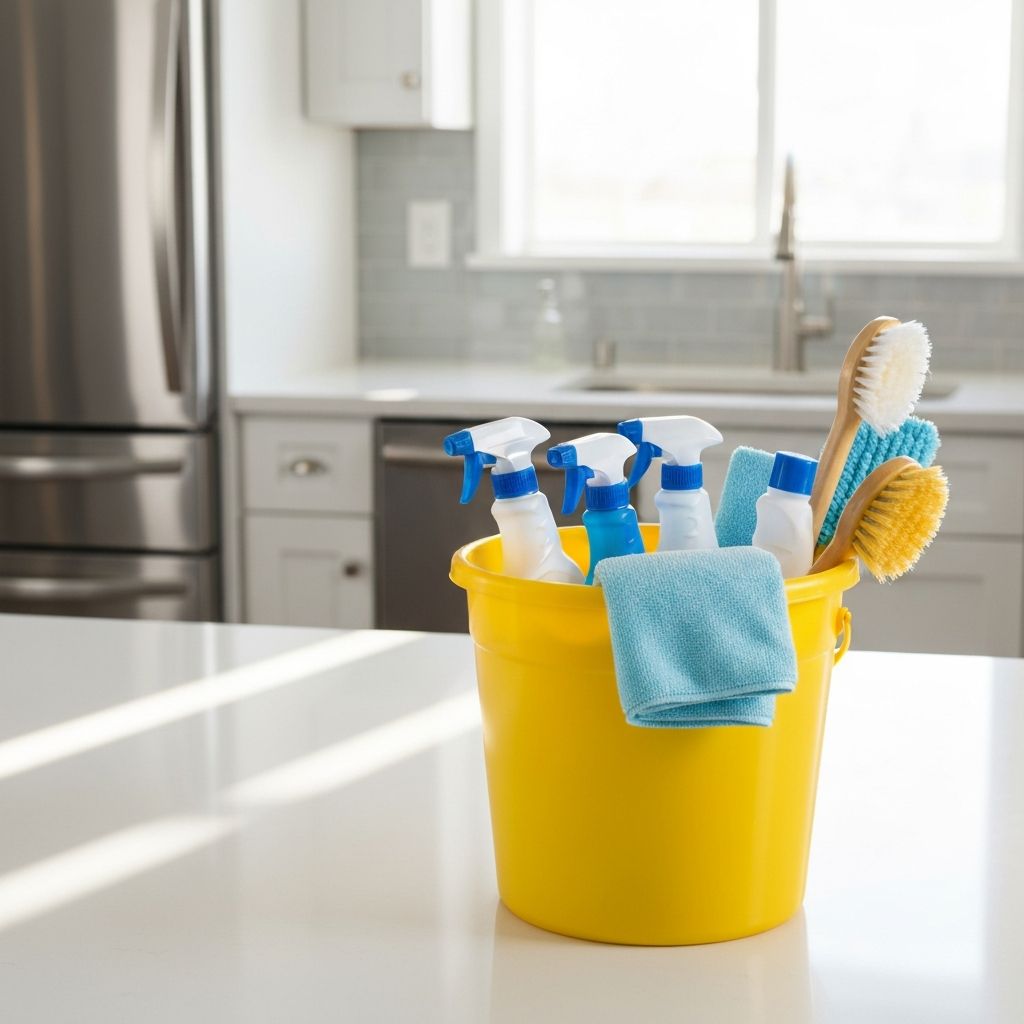Residential cleaning supplies and clean home